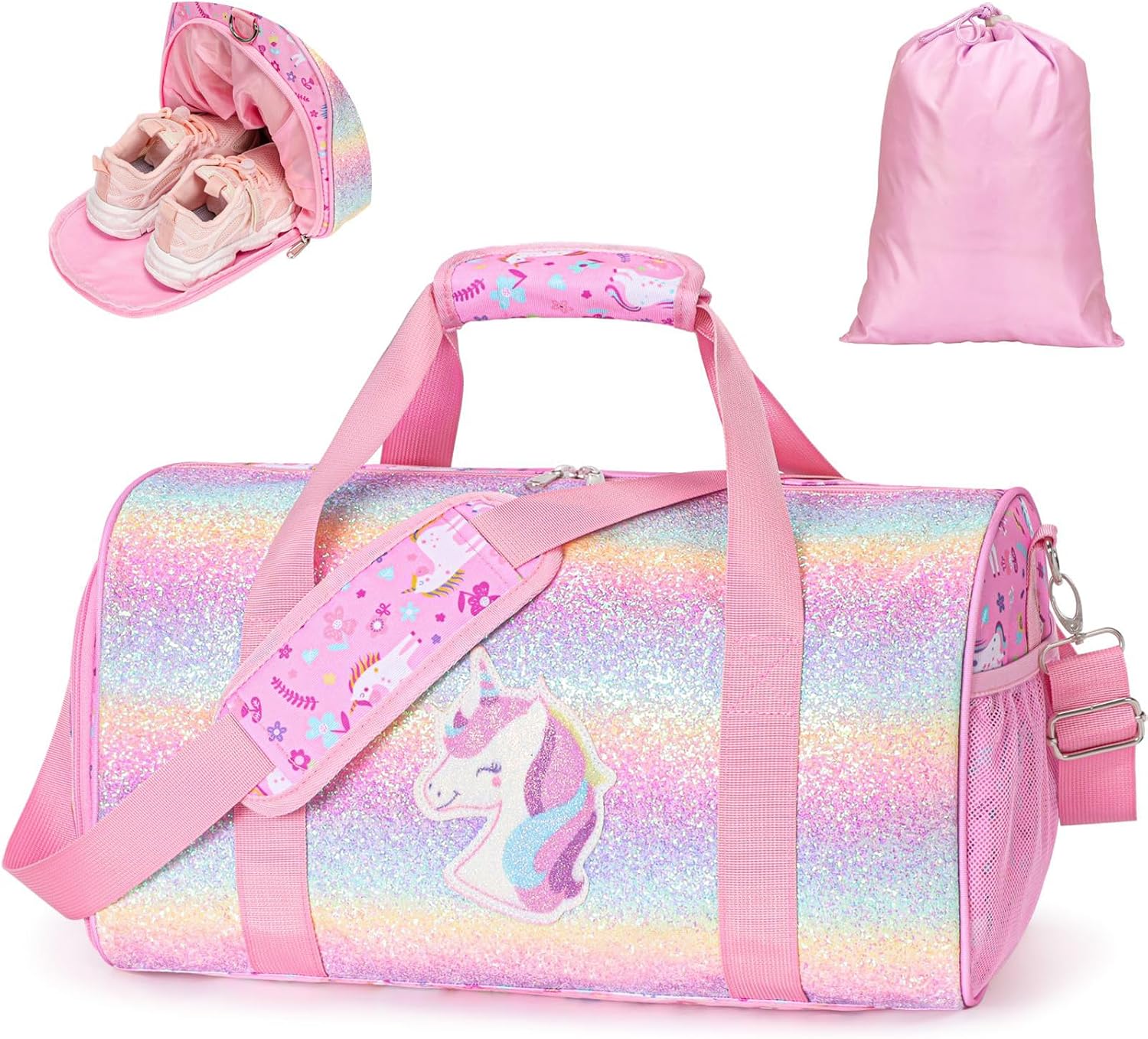Pink unicorn travel duffle product reference from Amazon ASIN B0F4CZJKPT.